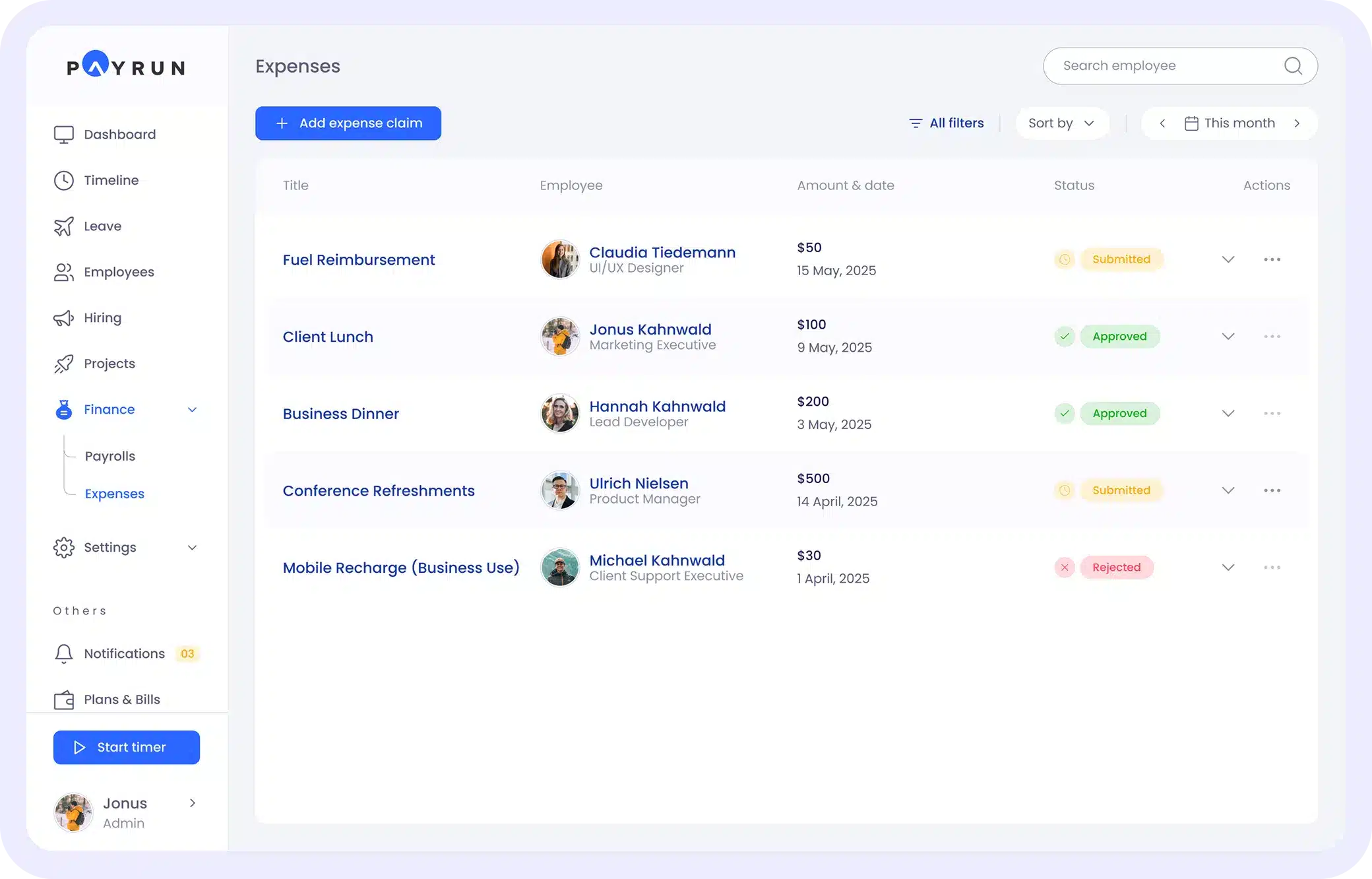 expense tracking and reimbursement